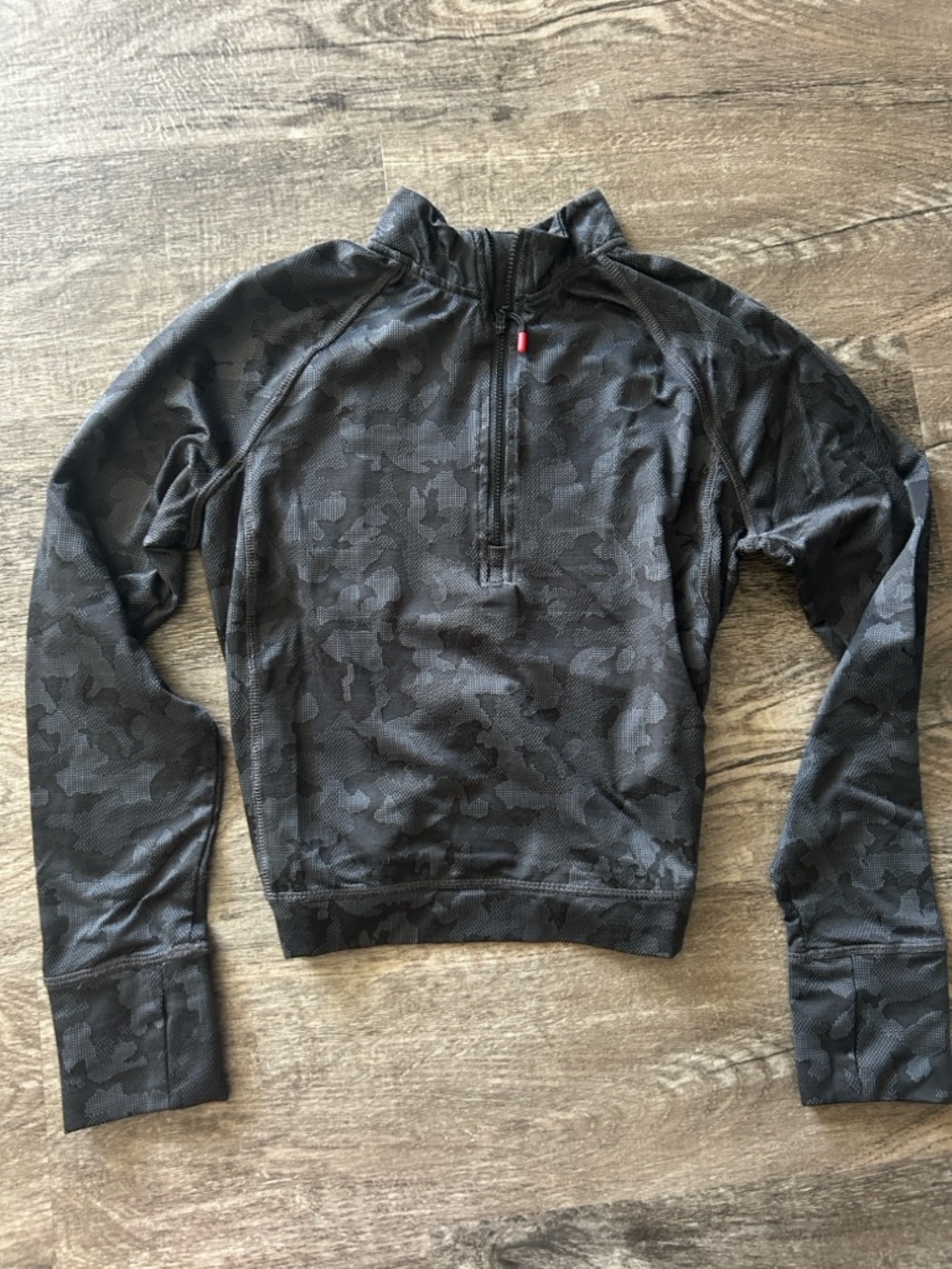 Cropped Black Camo Quarter-Zip Pullover